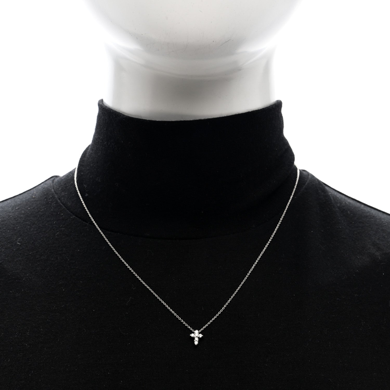 Roberto Coin 18K White Gold Diamond Tiny Treasures Baby Cross Pendant Necklace 2 of 4