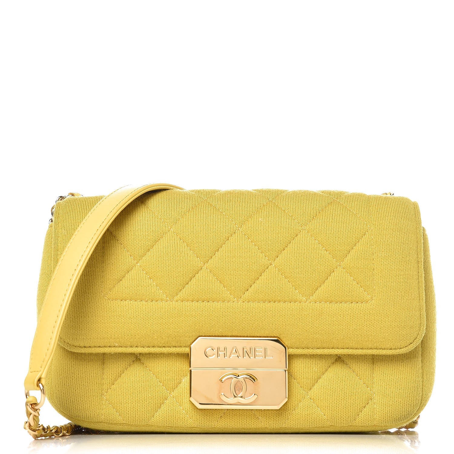 Chanel Jersey Quilted Mini Chic With Me Flap Yellow 1 of 13