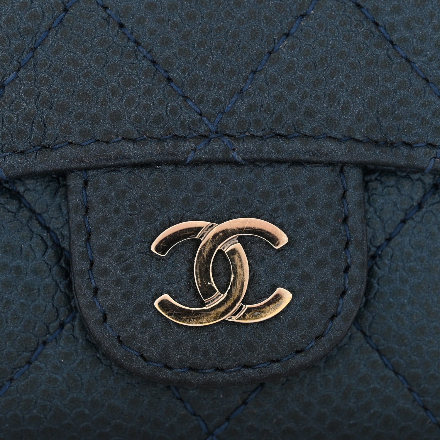 Chanel Metallic Caviar Quilted Flap Card Holder Dark Blue 9 of 9
