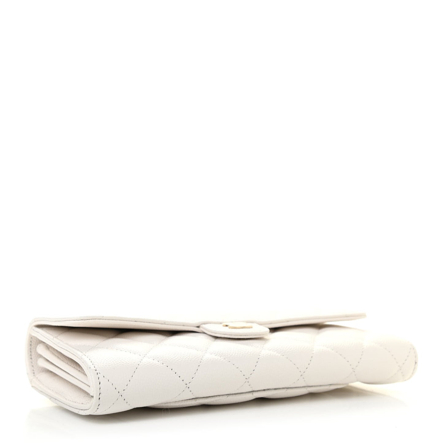 Caviar Quilted Large Flap Wallet White