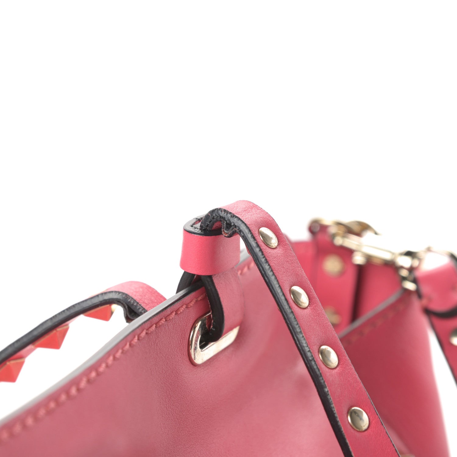 Valentino Garavani Vitello Small Rockstud Tote Deep Rose 13 of 15