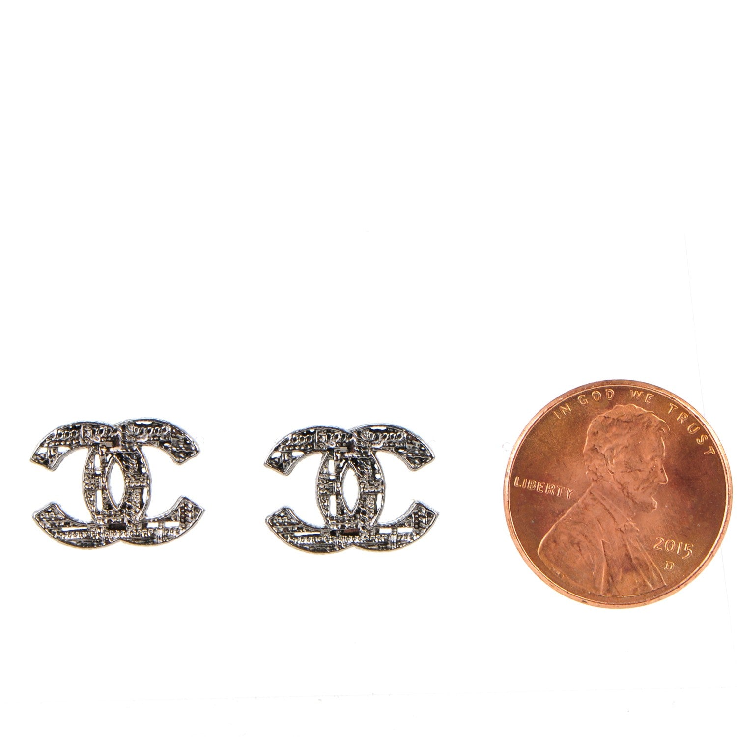 Chanel CC Chain Earrings Dark Silver 2 of 5