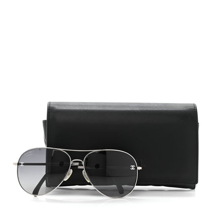 Chanel Metal Polarized Aviator CC Sunglasses 4189-T-Q Silver 8 of 10