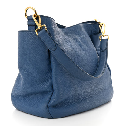 Prada Vitello Daino Double Pocket Hobo Cobalto 3 of 16