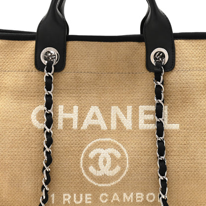 Chanel Canvas Medium Deauville Tote Beige Black 9 of 11