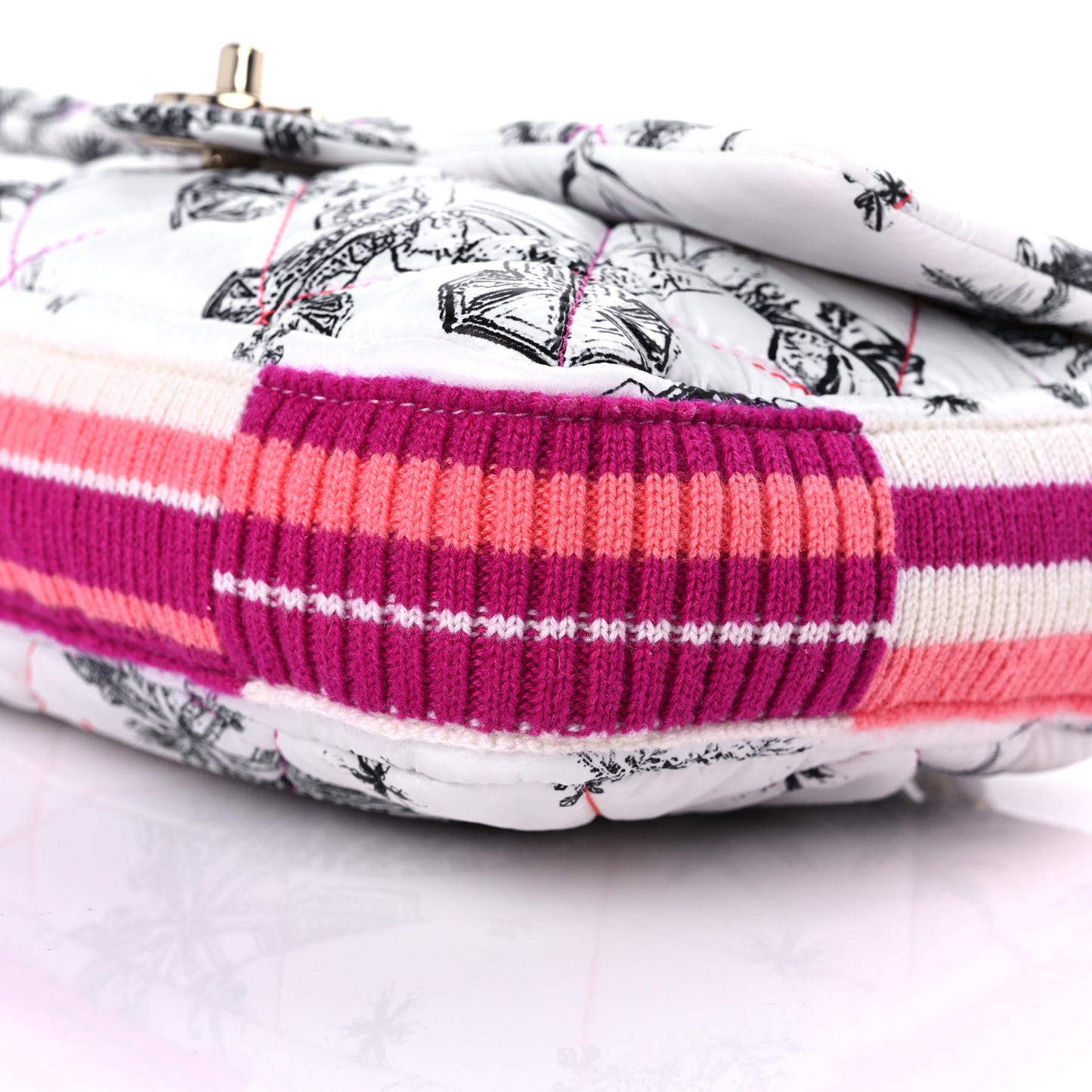 Nylon Knit Coco Neige Snowflake Small Flap White Pink