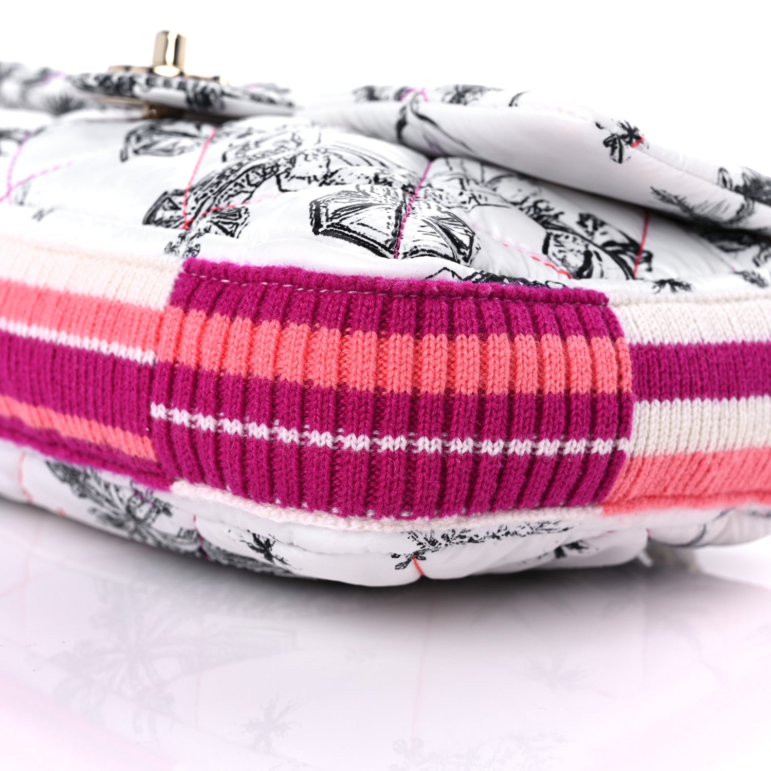 Chanel Nylon Knit Coco Neige Snowflake Small Flap White Pink 9 of 11