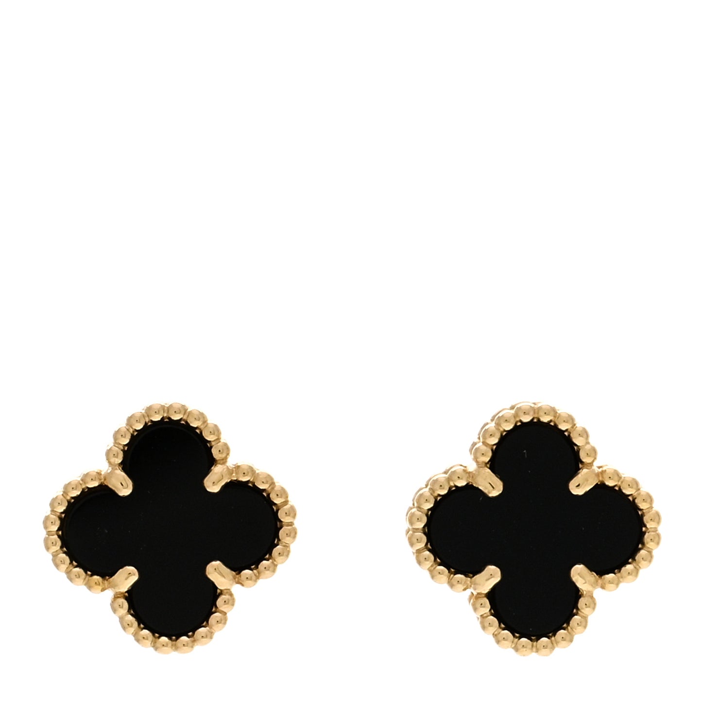 18K Yellow Gold Black Onyx Sweet Alhambra Earrings