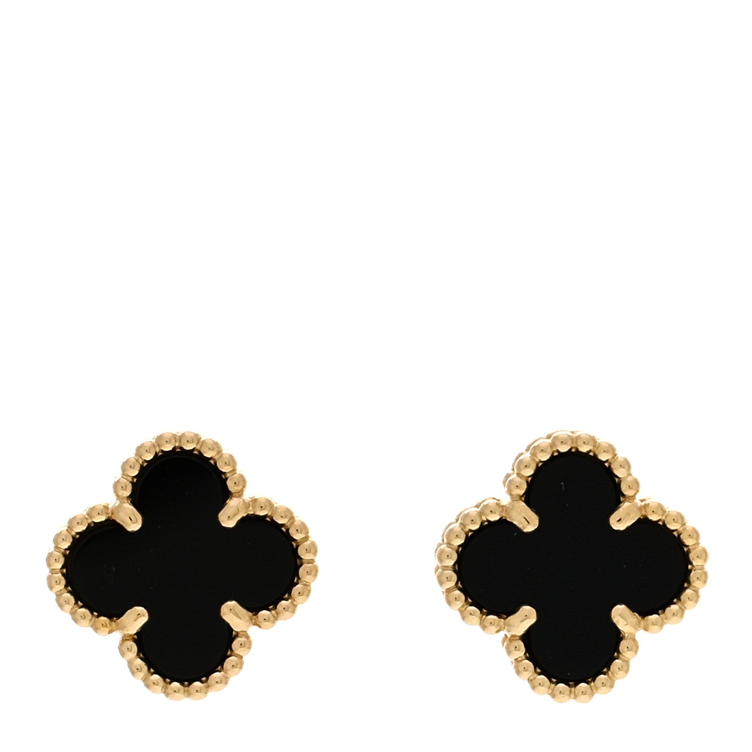 Van Cleef & Arpels 18K Yellow Gold Black Onyx Sweet Alhambra Earrings 1 of 5