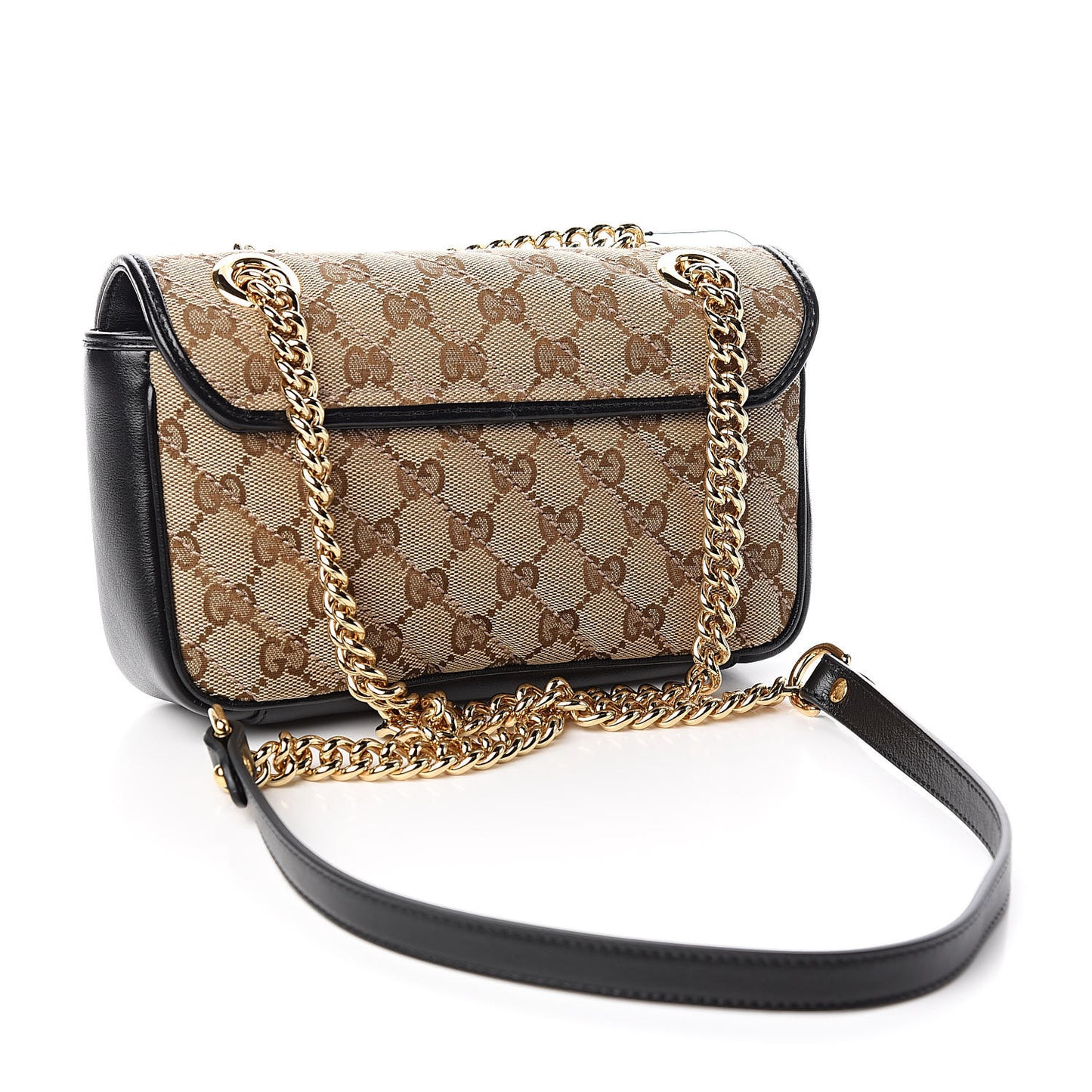 Monogram Matelasse Diagonal Mini GG Marmont Shoulder Bag Beige Black
