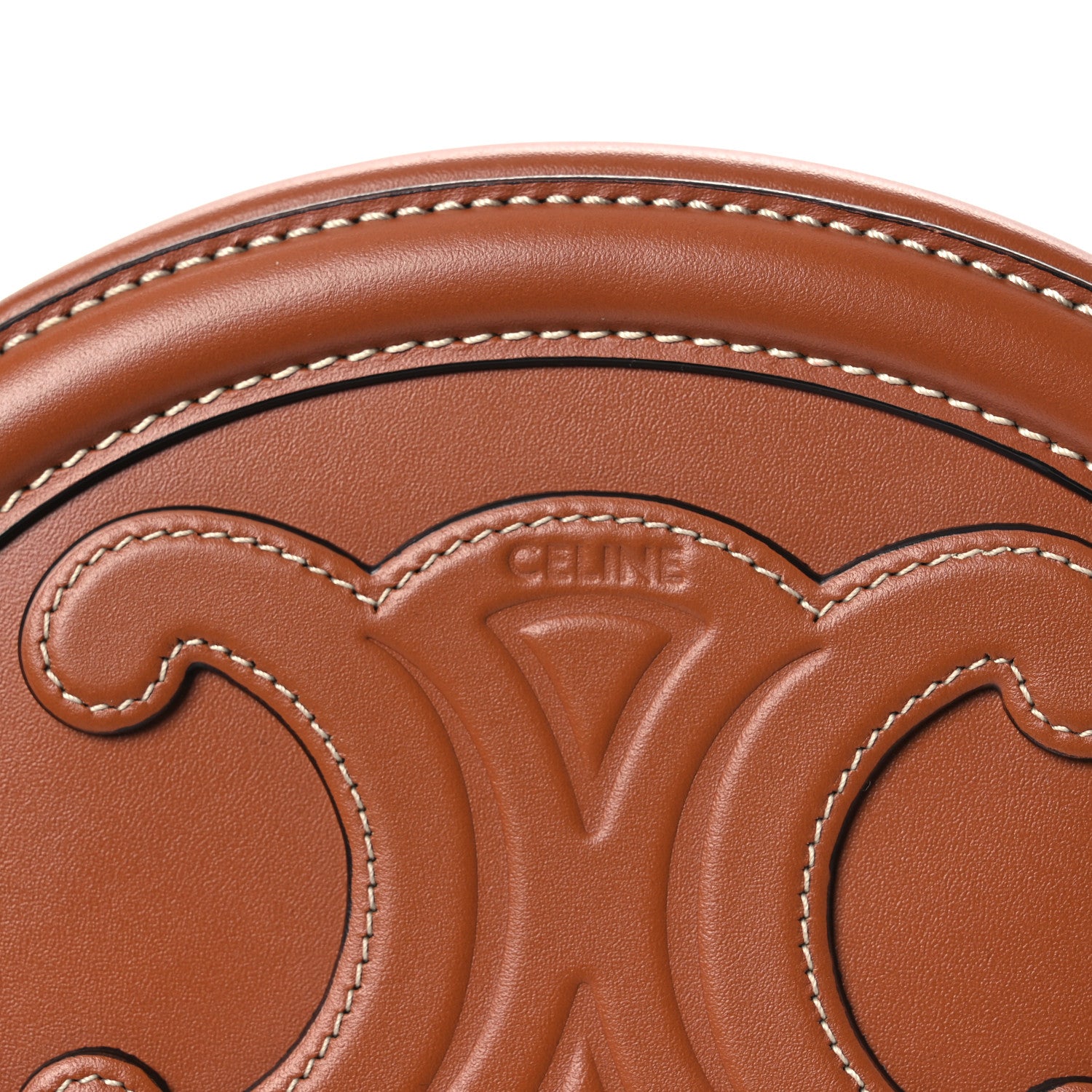 Celine Smooth Calfskin Cuir Small Triomphe Oval Crossbody Purse Tan 6 of 14