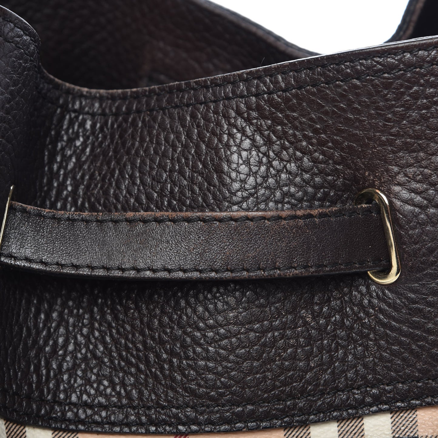 Grained Calfskin Haymarket Check Hobo Dark Brown