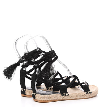 Christian Dior Embroidered Cotton Diorexpress Sandal 38.5 Black 4 of 9