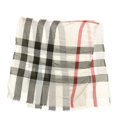 Burberry Linen Giant Check Check Lightweight Scarf Stone 1 of 3