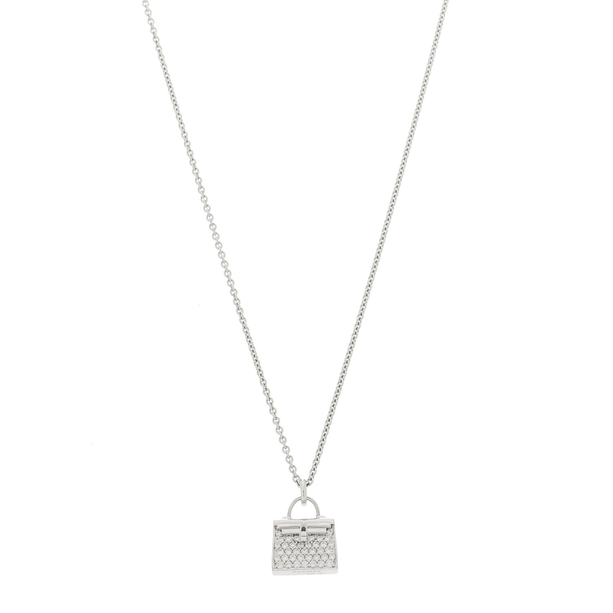 18K White Gold Diamond Kelly Amulette Pendant Necklace