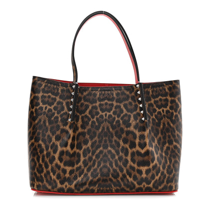 Christian Louboutin Calfskin Empire Leopard Print Spiked Large Cabarock Shopper Tote Brown 1 of 9