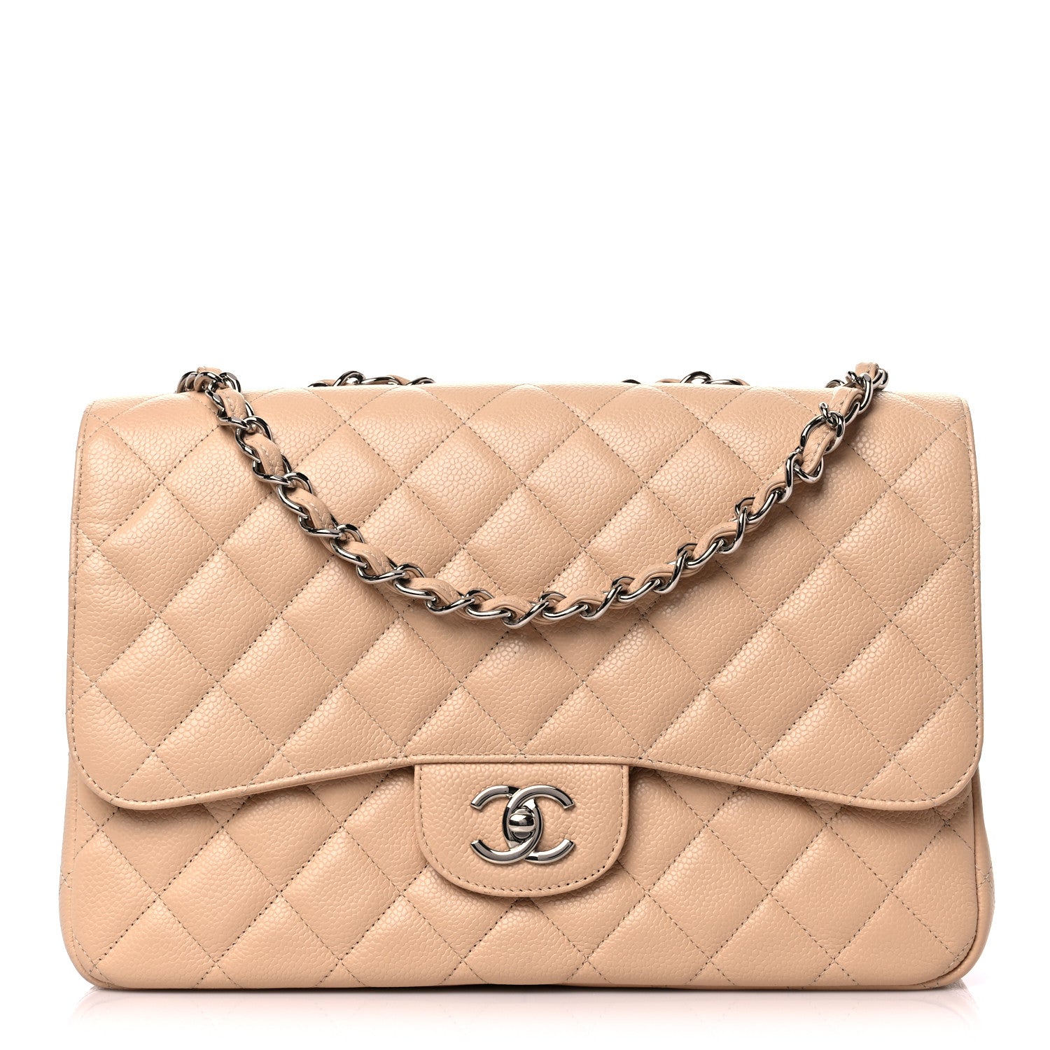 Chanel Caviar Quilted Jumbo Single Flap Beige 1 of 8