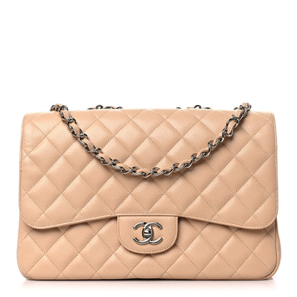 Chanel Caviar Quilted Jumbo Single Flap Beige 1 of 8