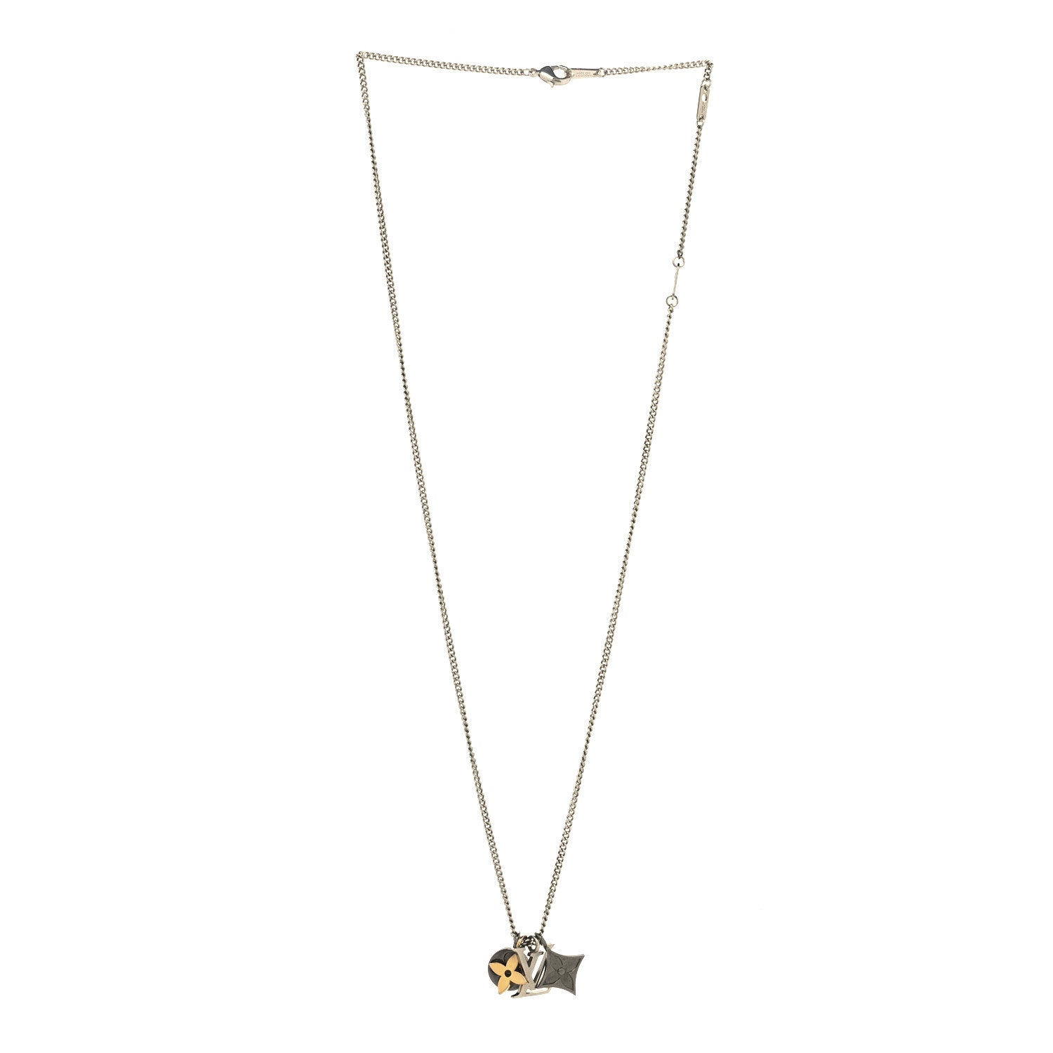 Louis Vuitton Metal LV Instinct Necklace Silver Gold 3 of 6