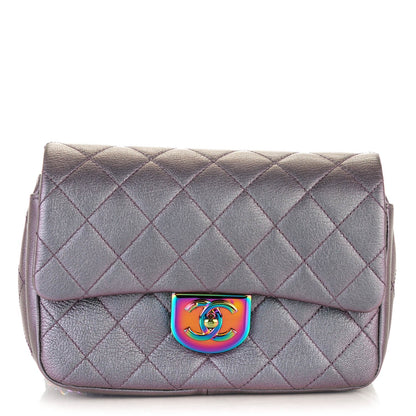 Chanel Iridescent Goatskin Quilted Small Double Carry Waist Chain Flap Purple 1 of 7