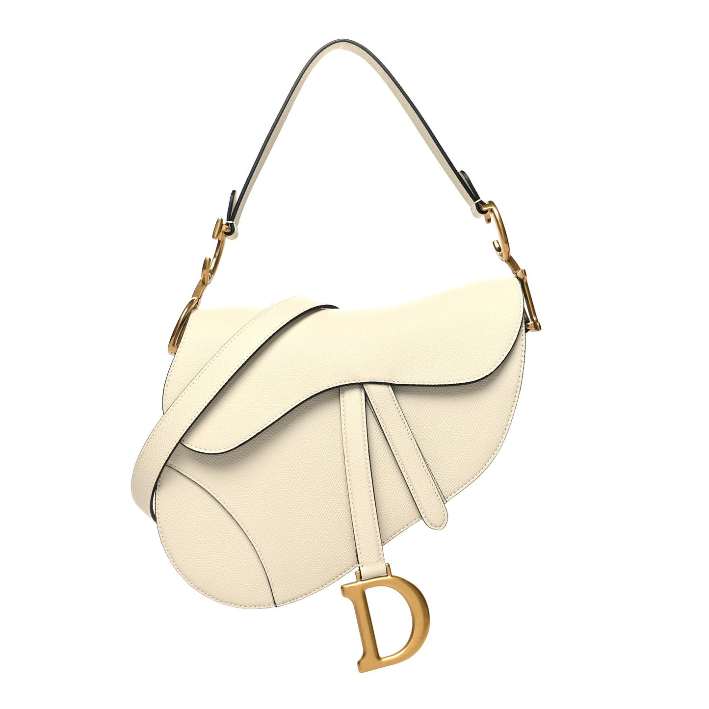 Grained Calfskin Saddle Bag With Strap Latte