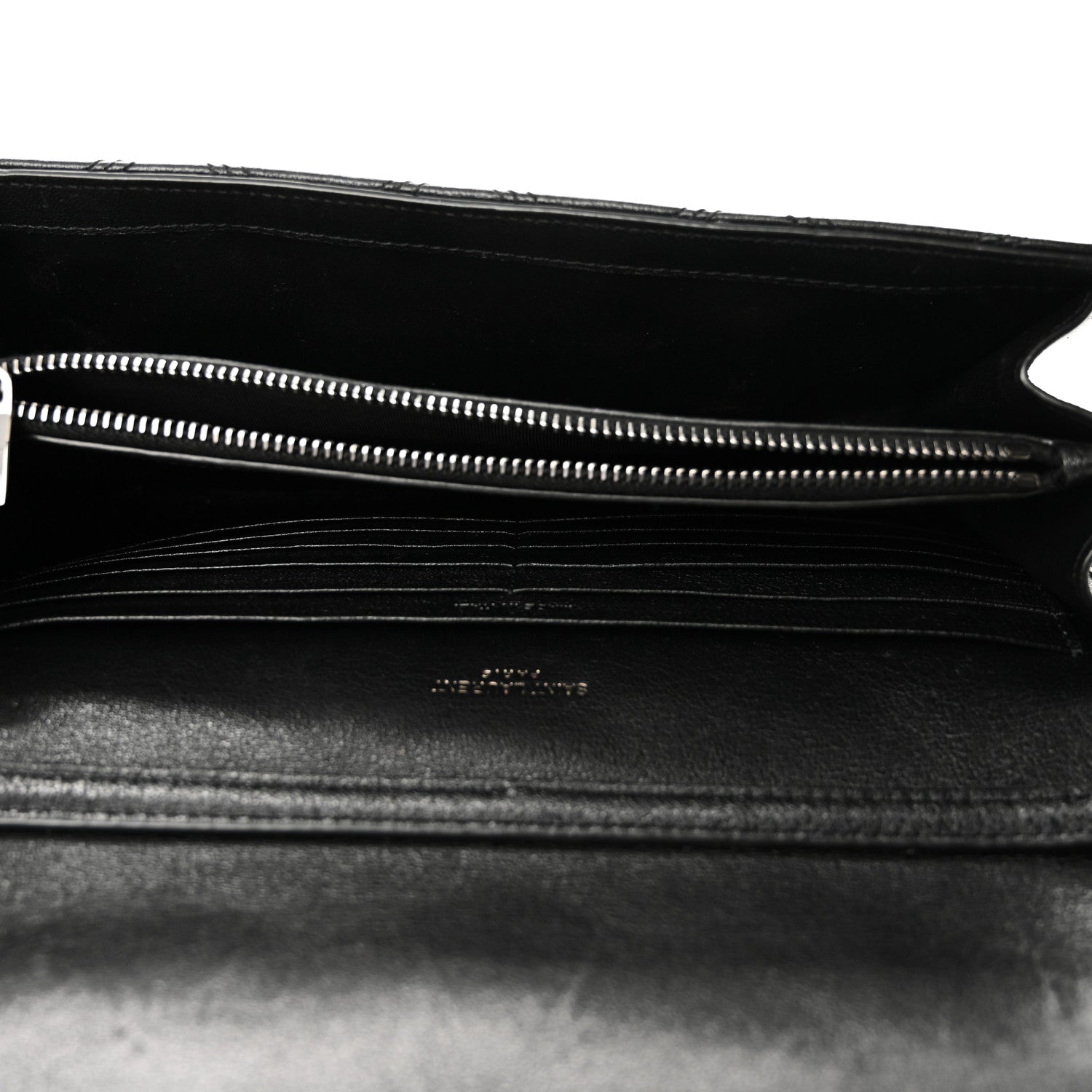 Saint Laurent Lambskin Diamond Quilted Becky Chain Wallet Black 6 of 17