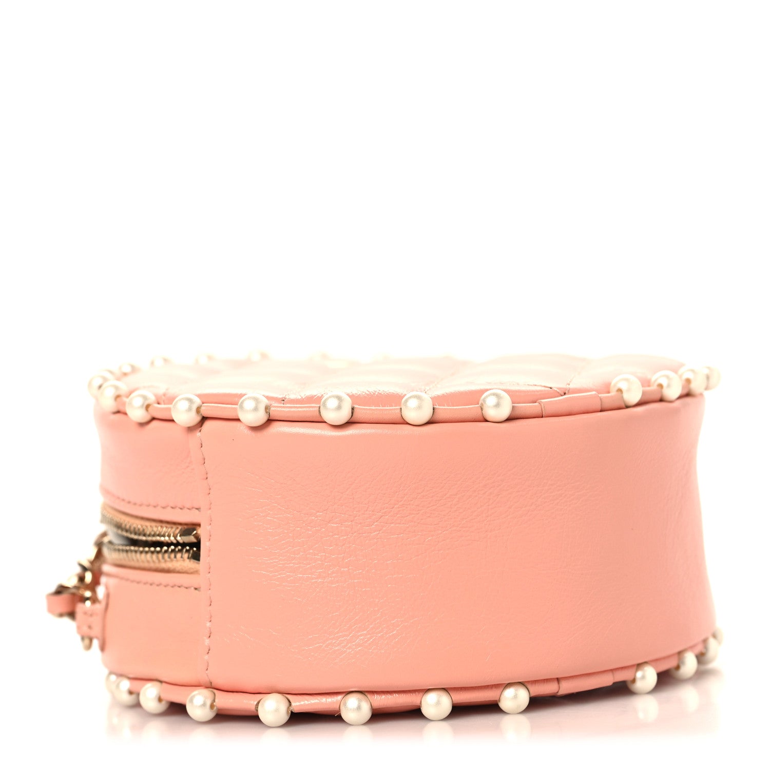 Chanel Calfskin Quilted Pearl Round Clutch With Chain Pink 4 of 10