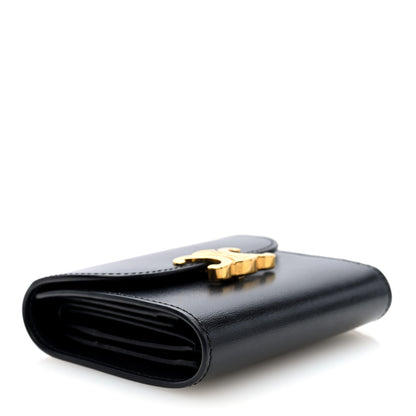 Celine Shiny Smooth Lambskin Small Triomphe Wallet Black 4 of 6