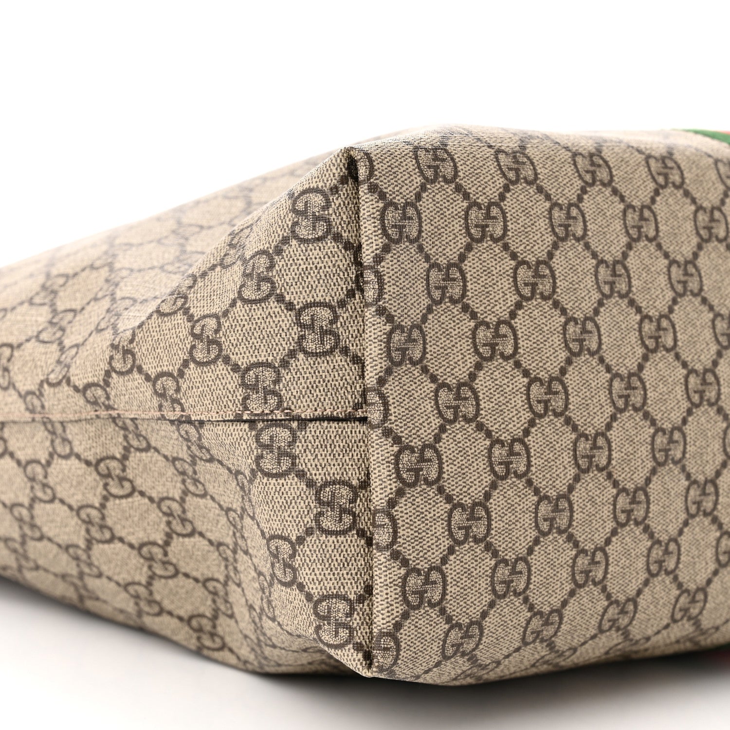 Gucci GG Supreme Monogram Textured Calfskin Web Medium Ophidia Shopping Tote Beige Ebony New Acero 9 of 10