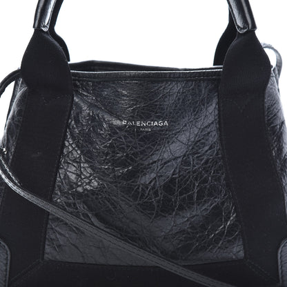 Balenciaga Agneau Stadio Ruban Viscose Navy Cabas Tote XS Black 8 of 12