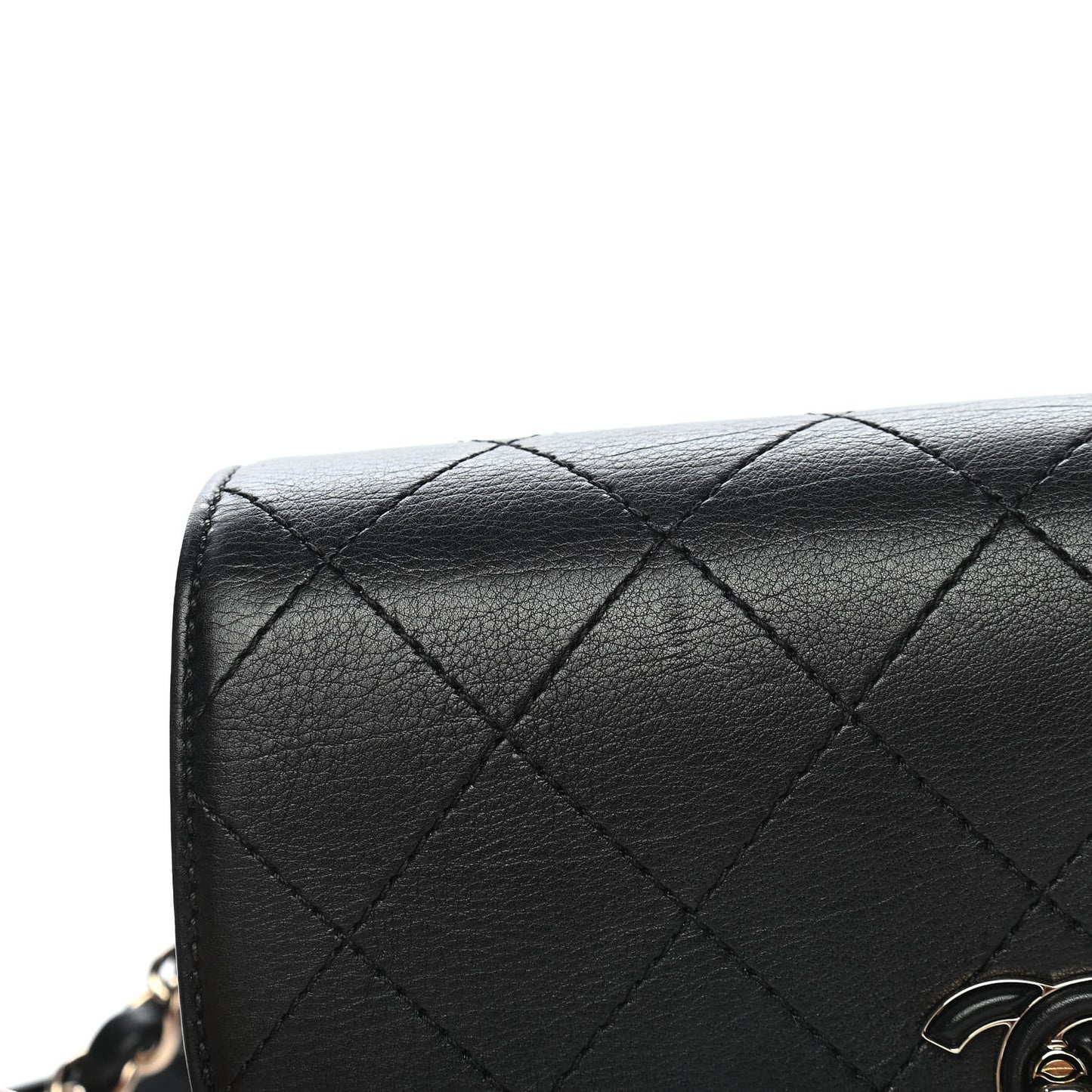 Calfskin Stitched Coco Curve Waist Bag Black
