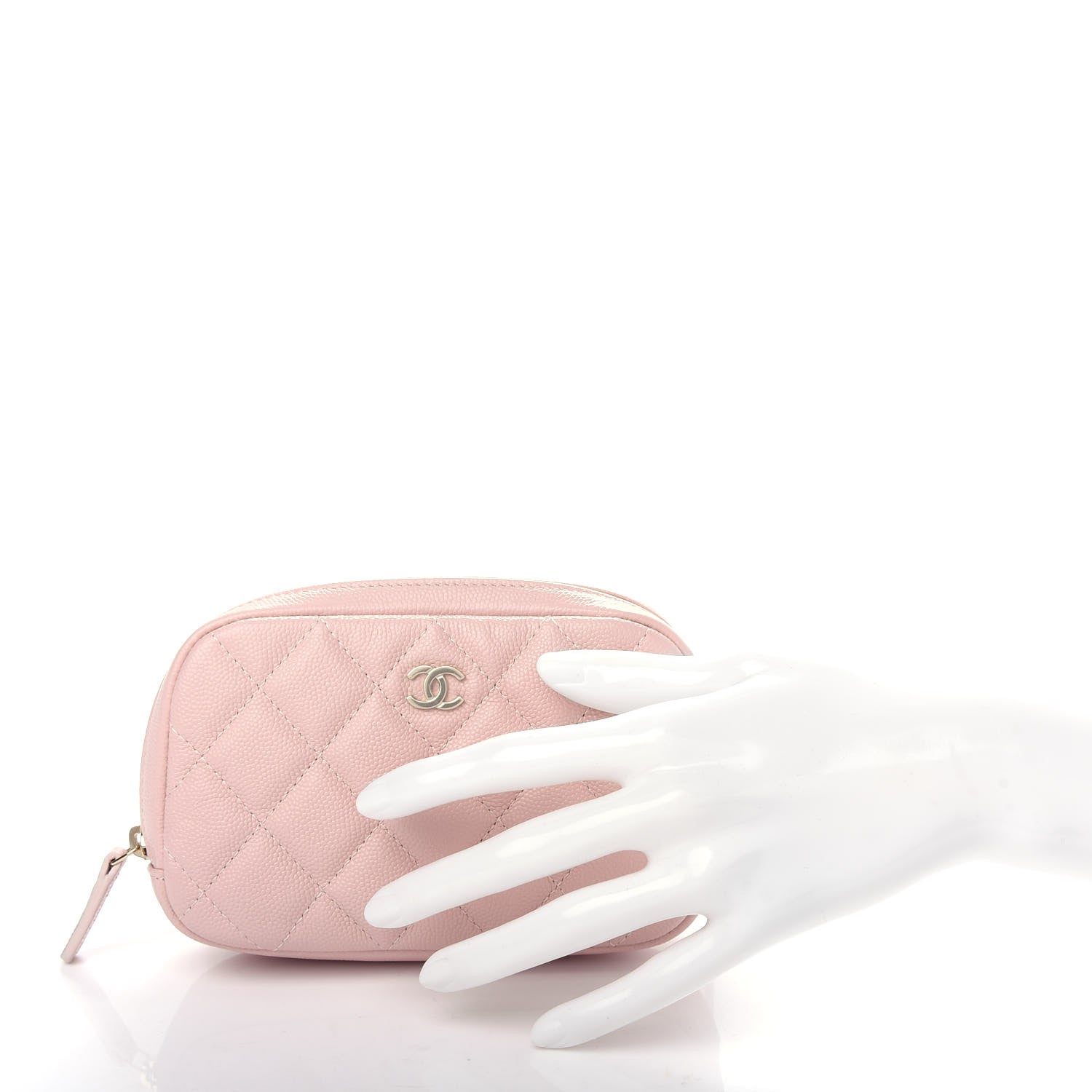 Chanel Caviar Quilted Small Curvy Pouch Cosmetic Case Light Pink 2 of 7