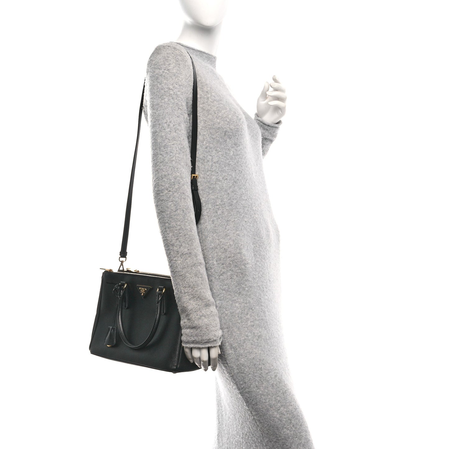 Saffiano Small Galleria Double Zip Tote Black