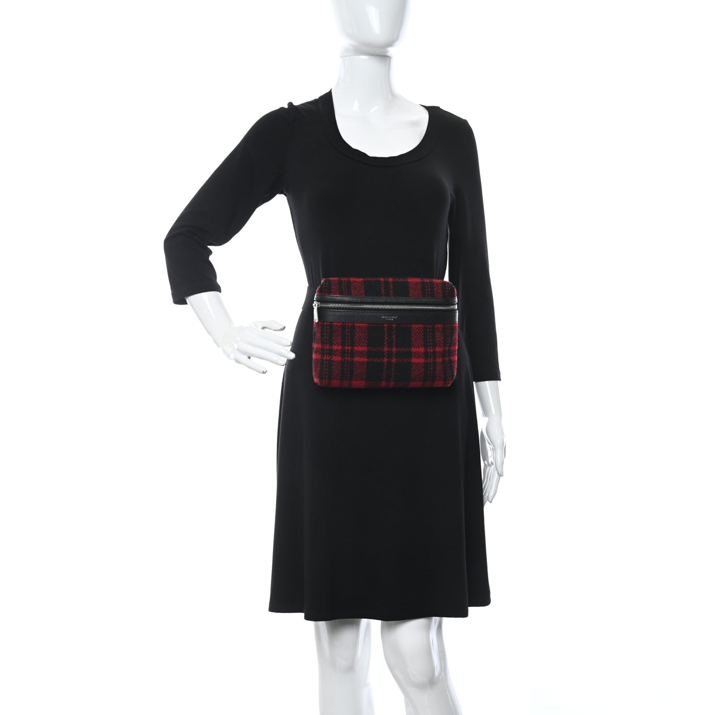 Wool Tartan City Belt Bag Red Black