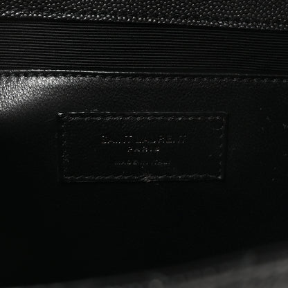 Saint Laurent Grain De Poudre Textured Mixed Matelasse Triquilt Medium Monogram Monochrome Satchel Black 6 of 10
