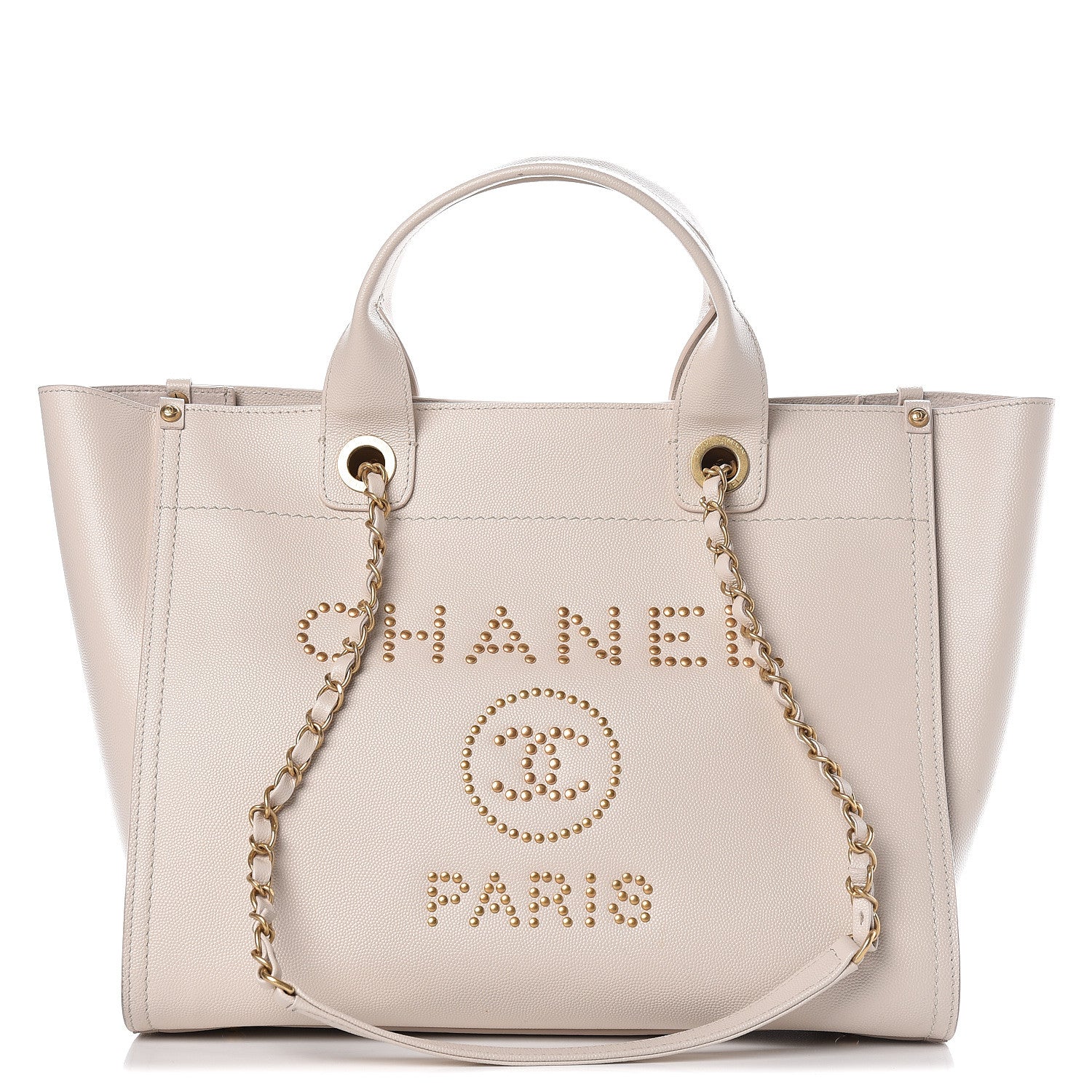Chanel Caviar Small Studded Deauville Tote Ivory 1 of 10
