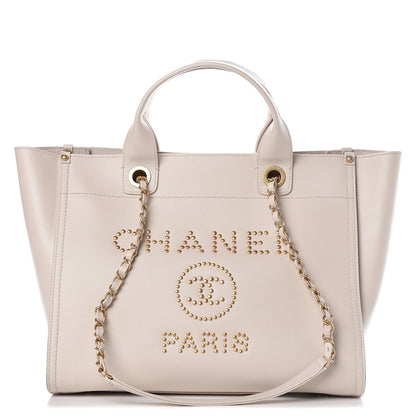 Chanel Caviar Small Studded Deauville Tote Ivory 1 of 10