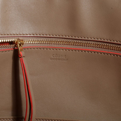 Celine Natural Calfskin Large Tie Knot Tote Dark Beige w Orange Trim 7 of 9