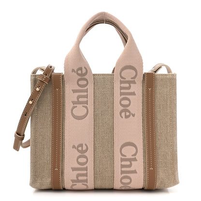 Chloe Cotton Calfskin Small Woody Ribbon Tote With Strap Blushy Beige 1 of 9