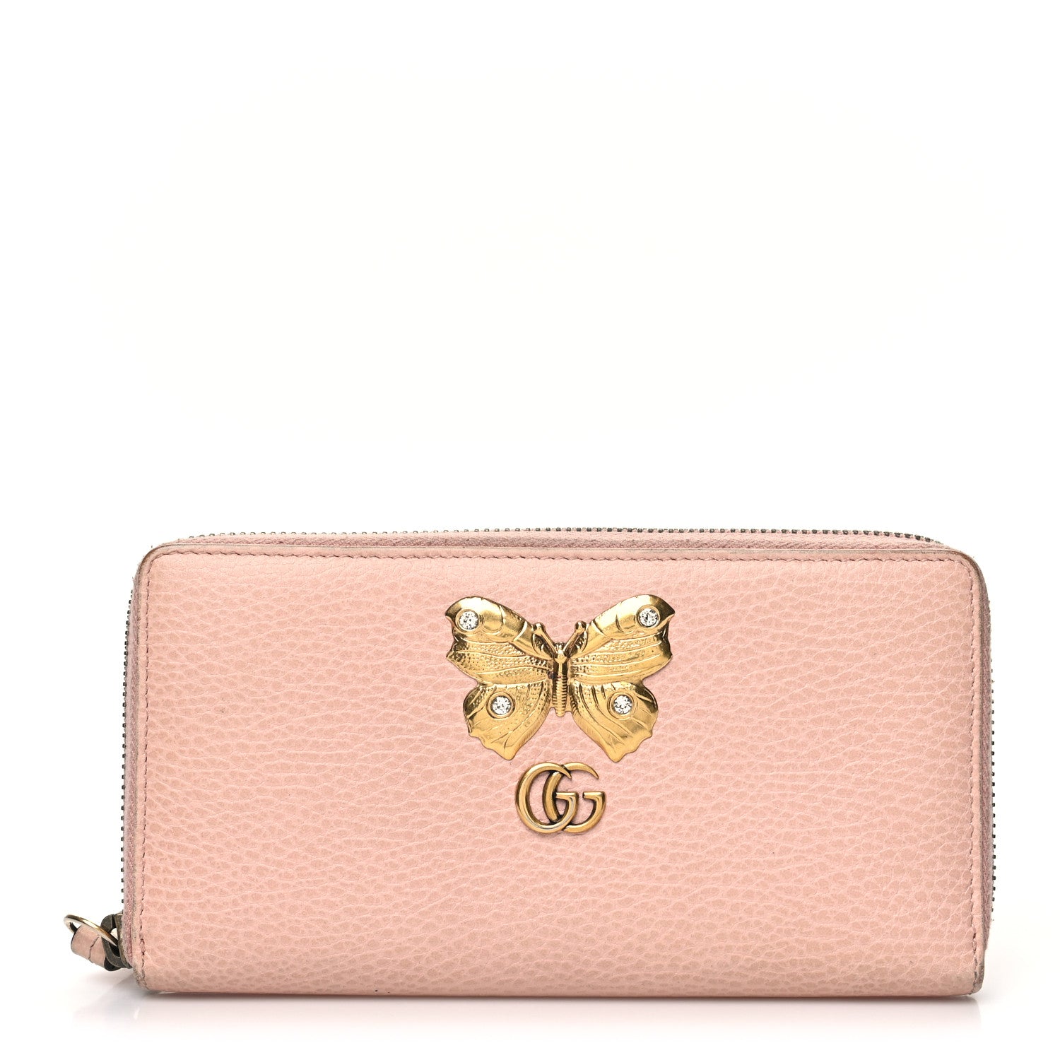Gucci Calfskin Butterfly Farfalla Zip Around Wallet Perfect Pink 1 of 14