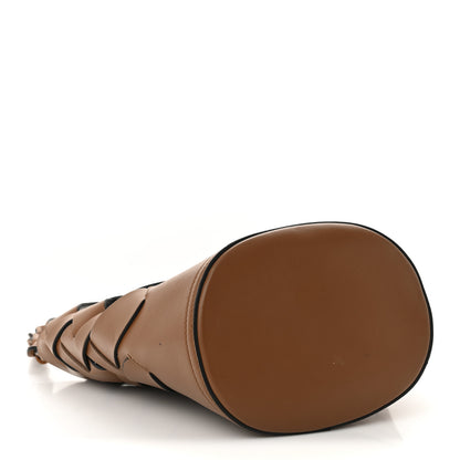 Prada Vitello Intreccio Tress Bucket Bag Cognac Black 5 of 14