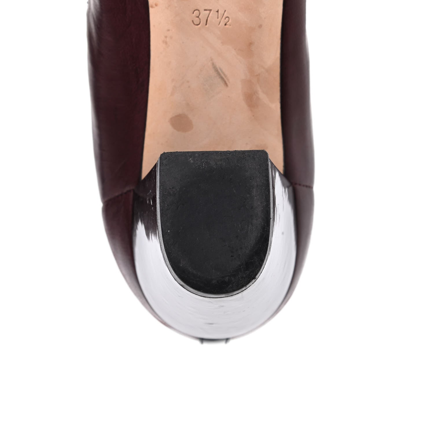 Chanel Lambskin Patent CC Elastic Cap Toe Ballerina Pumps 37.5 Burgundy Black 10 of 16