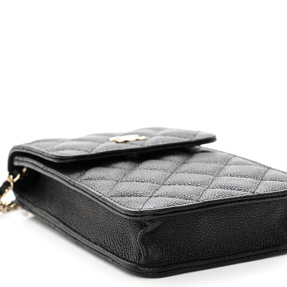 Chanel Caviar Quilted Bow Phone Holder Black 9 of 10