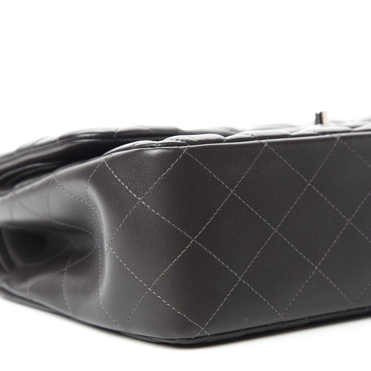 Chanel Lambskin Quilted Jumbo Double Flap Dark Grey 7 of 12