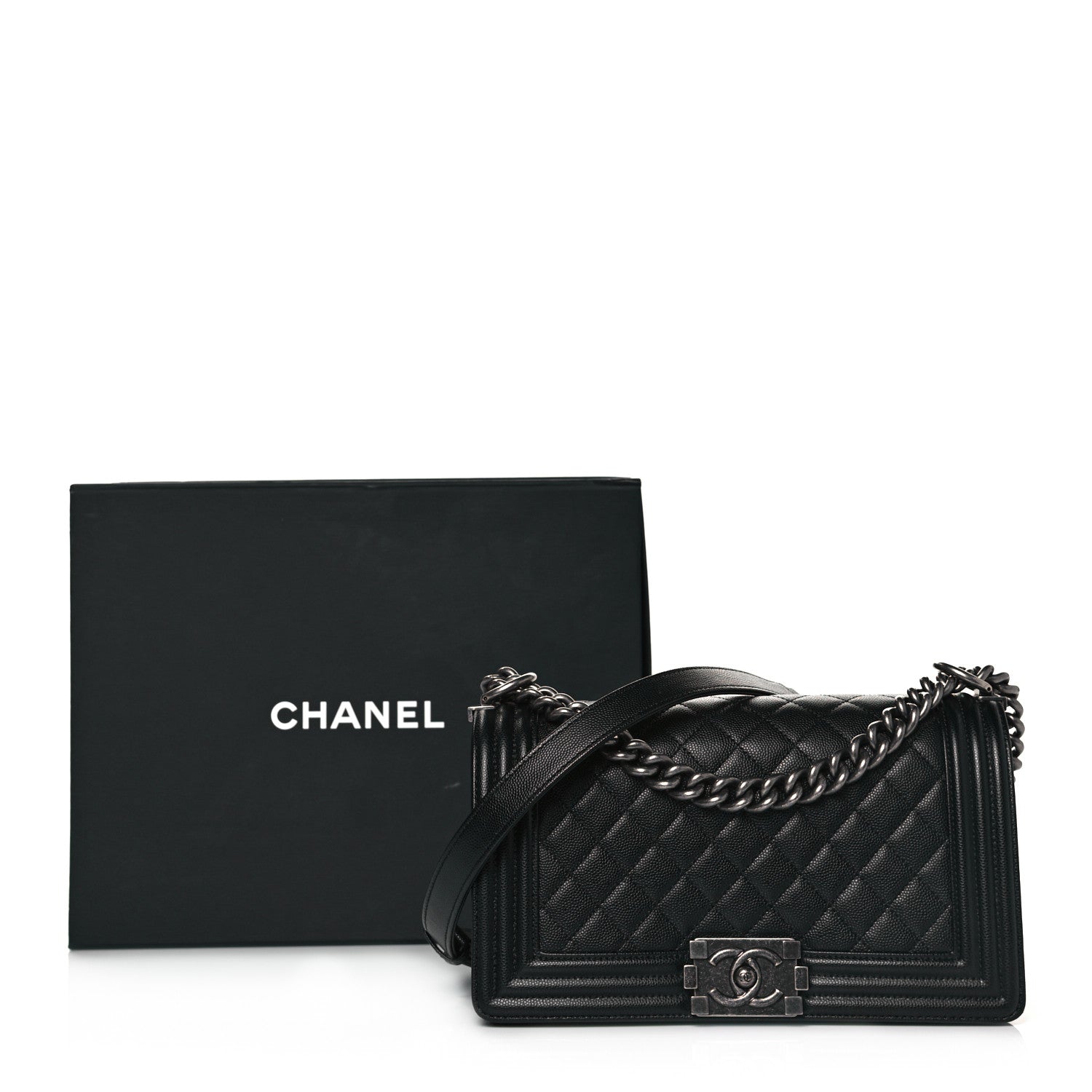 Chanel Caviar Quilted Medium Boy Flap Black 9 of 9