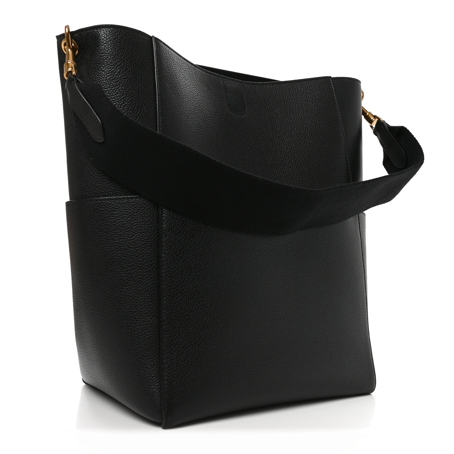 Celine Soft Grained Calfskin Sangle Bucket Bag Black 3 of 9