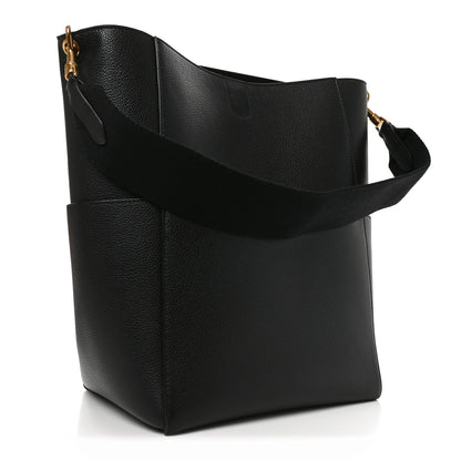 Celine Soft Grained Calfskin Sangle Bucket Bag Black 3 of 9