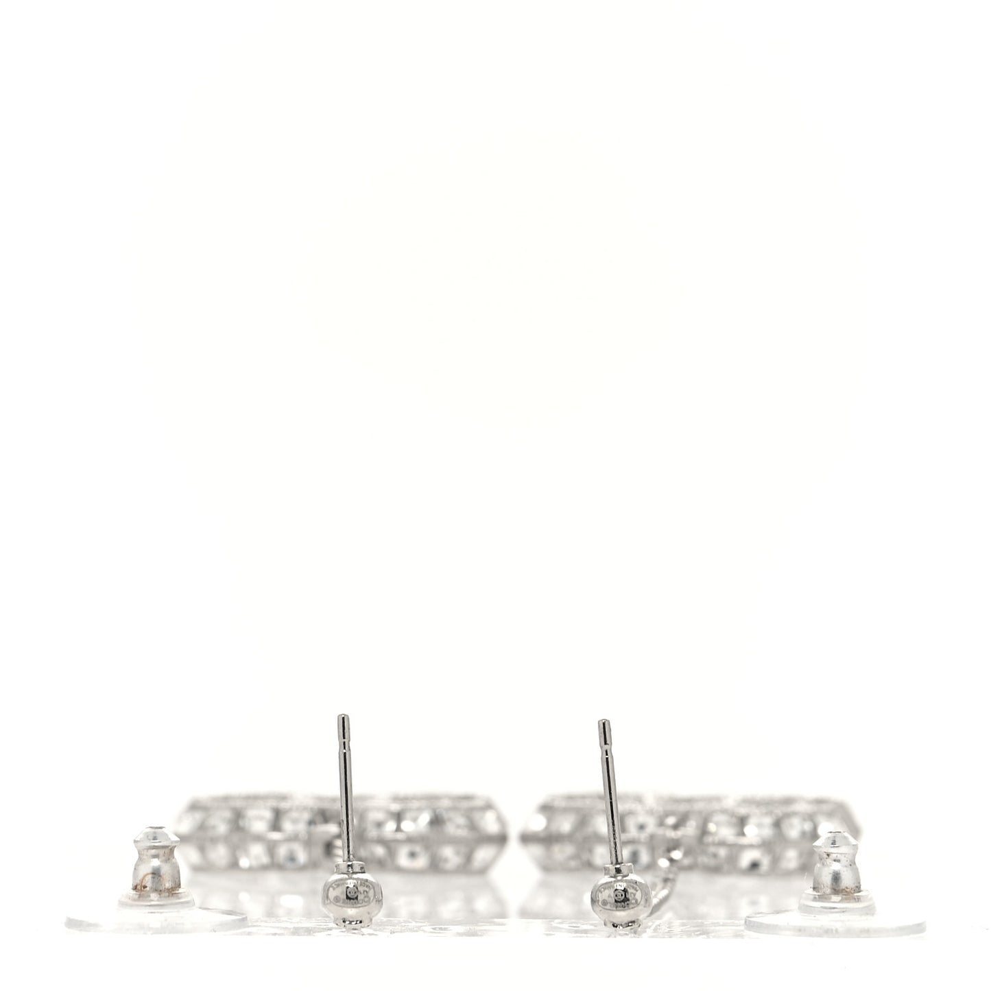 Baguette Crystal CC Drop Earrings Silver