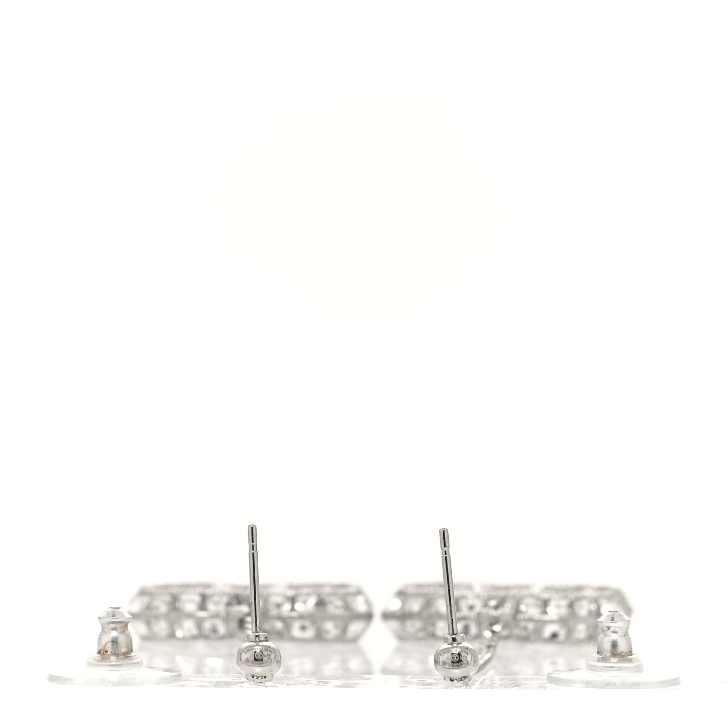 Chanel Baguette Crystal CC Drop Earrings Silver 3 of 4
