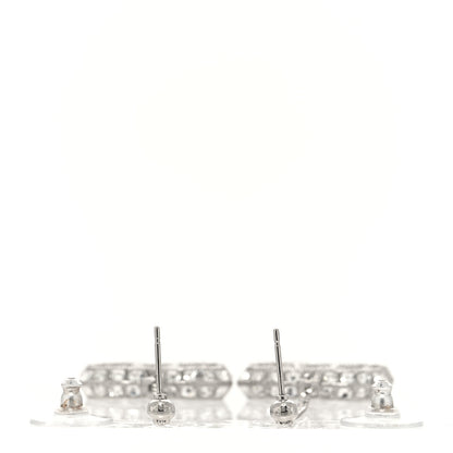 Chanel Baguette Crystal CC Drop Earrings Silver 3 of 4